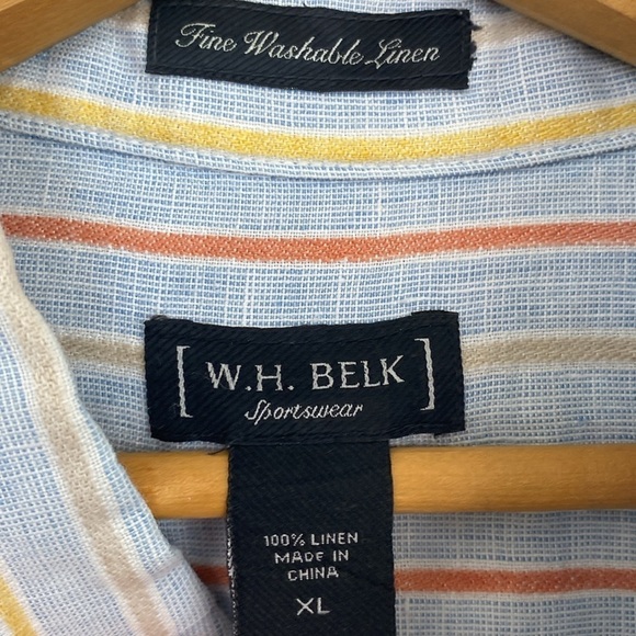EUC W.H. Belk Sportswear 100% Linen Striped Button Down Dress Shirt Size XL - Picture 6 of 6